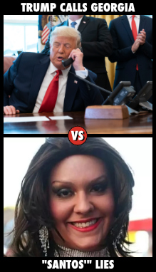 Trump on the phone; Santos in drag