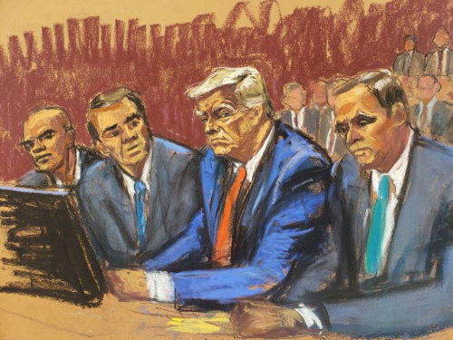 A very unflattering courtroom rendering of Trump from Florida