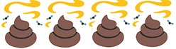 Four poop emojis