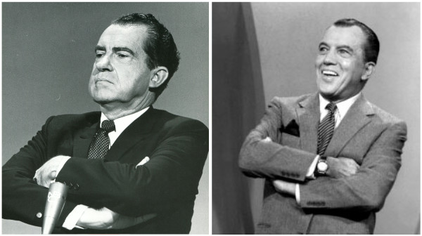 Richard Nixon and Ed Sullivan, both with arms crossed
