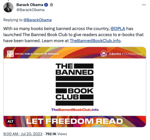 Obama gives a link to The Banned Book Club