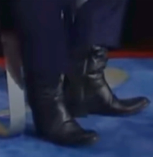 Ron DeSantis' boots. The toe area looks flat and empty.