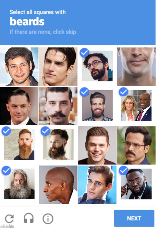 It's a CAPTCHA that asks the user to
check all pictures with beards, and a bunch of bearded men are checked, as is a picture of Scott with his girlfriend