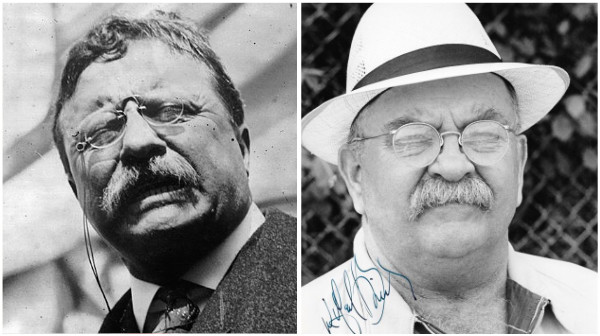 Theodore Roosevelt and Wilford Brimley, both with walrus mustaches and glasses