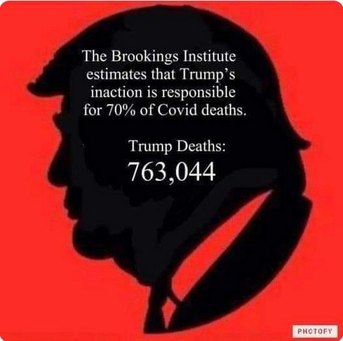 A meme claiming Trump was responsible for 70% of COVID deaths