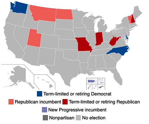 11 states and 2 territories where gubernatorial elections will be held in 2024