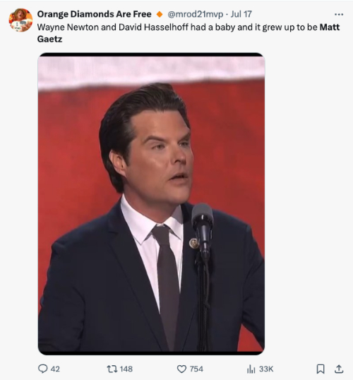 Wayne Newton and David Hasselhoff had a baby and it grew up to be Matt Gaetz