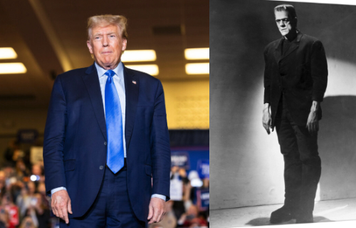 Trump on the left, Frankenstein on the right