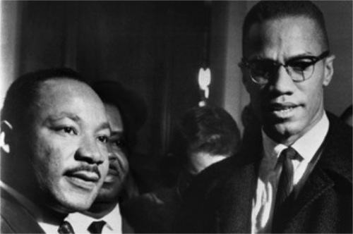 Malcolm X and MLK looking serious