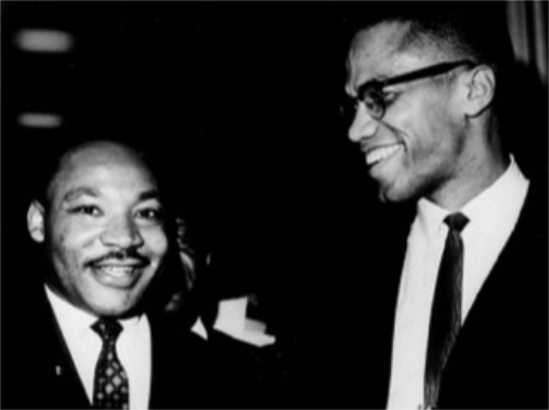 Malcolm X and MLK smiling