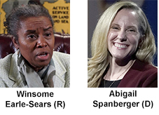 Virginia gubernatorial candidates Winsome Earle-Sears and Abigail Spanberger