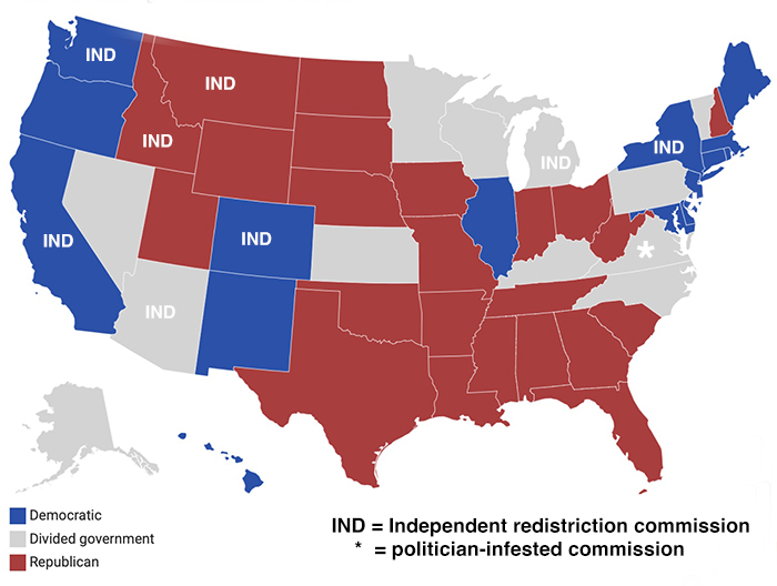 Map of U.S. showing states with trifectas