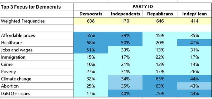 How the voters view the Democrats' priorities