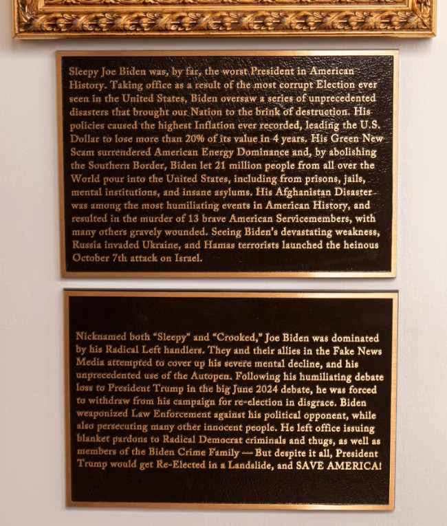 Two bronze plaques
engraved with a lengthy rant.
