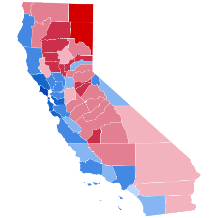 The entire coast, except for one
county in the very far northwest corner, is blue. Most of the rest of the state is red.