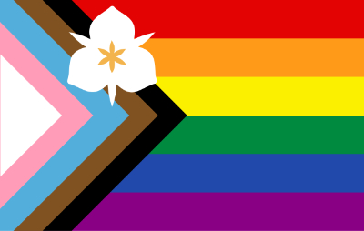 LGBTQIA flag, but with a lilu in the upper-left corner