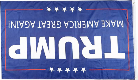 A MAGA flag, upside down