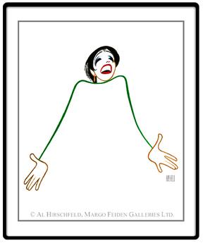 Liza Minelli; a head
and two lines extending that suggest arms and probably a cape