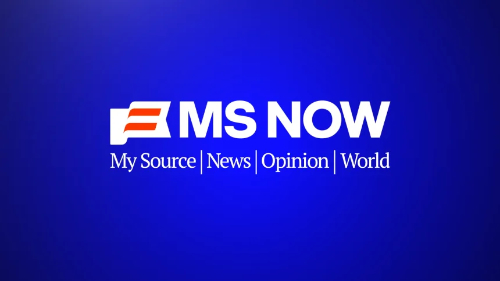 There's a stylized red and white
flag, MS NOW in big letters, and the tagline: 'My Source - News, Opinion, World