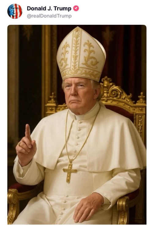 Trump posted an image of 
himself, in papal regalia, to Truth Social