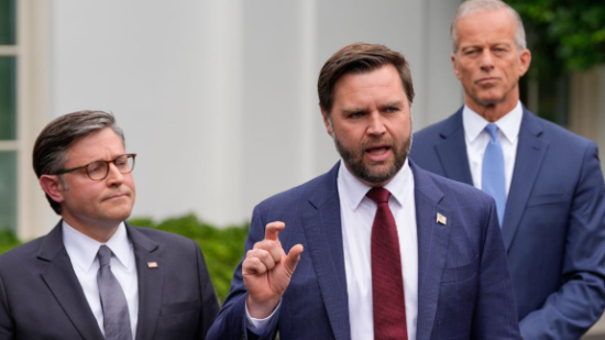 Vance holding his right
hand up, with his index finger and thumb about 2 inches apart. It looks like he's saying 'Donald Trump's
penis is THIS big'