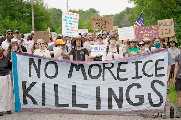 A large anti-ICE protest in Scarborough, ME