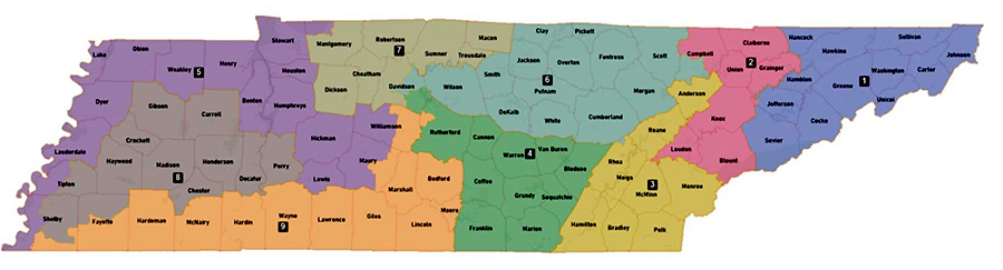 New map of Tennessee congressional districts