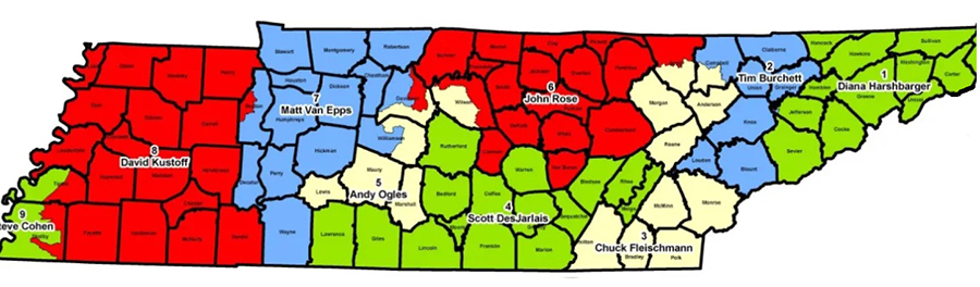 Old map of Tennessee congressional districts