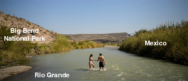 A section of the U.S.-Mexico border at Big Bend National Park