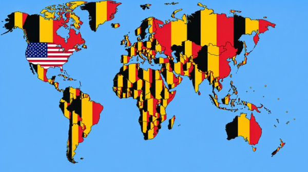 A world map that
is colored to suggest that every country was rooting for Belgium except the U.S.
