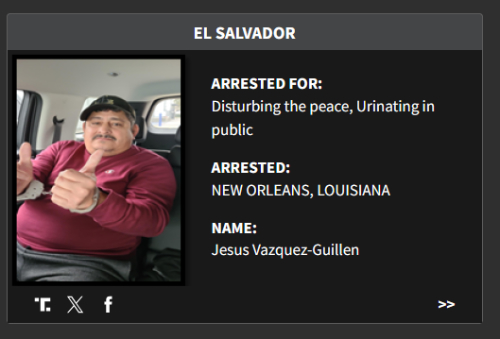 A Latino man who was busted
for 'Disturbing the peace, Urinating in public'