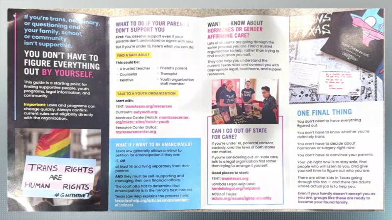 A brochure with a lot of 
advice for trans teens