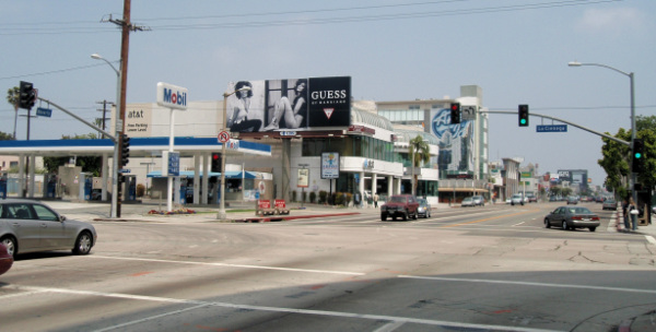 A fairly nondescript intersection, with a
couple of strip malls