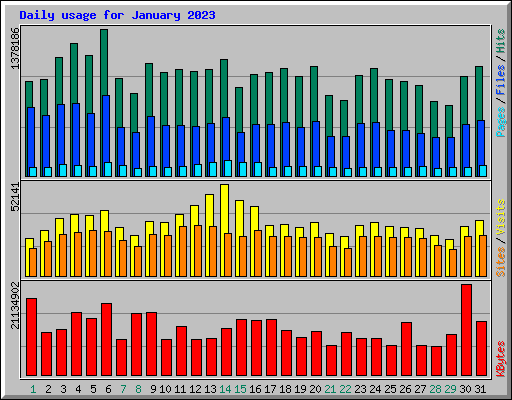 Daily usage for January 2023