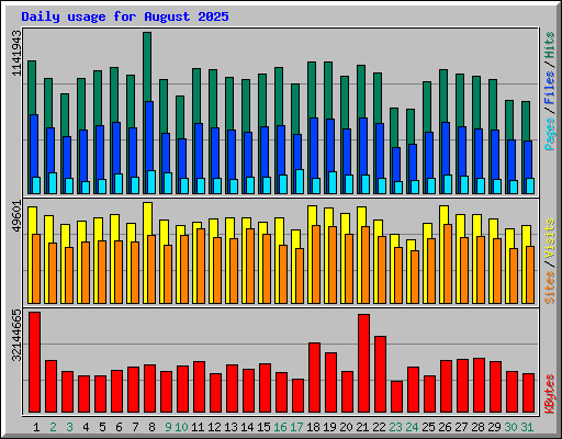 Daily usage for August 2025