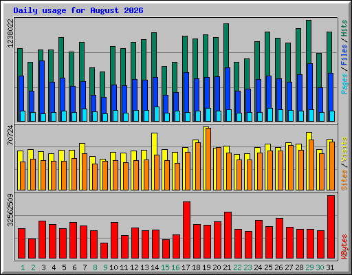 Daily usage for August 2026